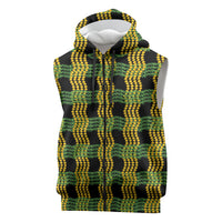 Aloha Hawaii Ilima Maile Lei Sleeveless Zip Hoodie Palaka Inspired Hawaiian-plaid Black LT14 Black - Polynesian Pride