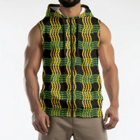 Aloha Hawaii Ilima Maile Lei Sleeveless Zip Hoodie Palaka Inspired Hawaiian-plaid Black LT14 - Polynesian Pride