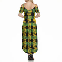 Aloha Hawaii Ilima Maile Lei Summer Maxi Dress Palaka Inspired Hawaiian-plaid Black LT14 - Polynesian Pride