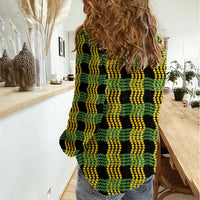 Aloha Hawaii Ilima Maile Lei Women Casual Shirt Palaka Inspired Hawaiian-plaid Black LT14 - Polynesian Pride