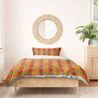 Aloha Hawaii Ilima Maile Lei Bedding Set Palaka Inspired Hawaiian-plaid Red