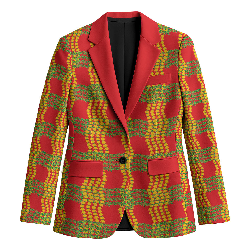Aloha Hawaii Ilima Maile Lei Blazer Palaka Inspired Hawaiian-plaid Red LT14 Unisex Red - Polynesian Pride