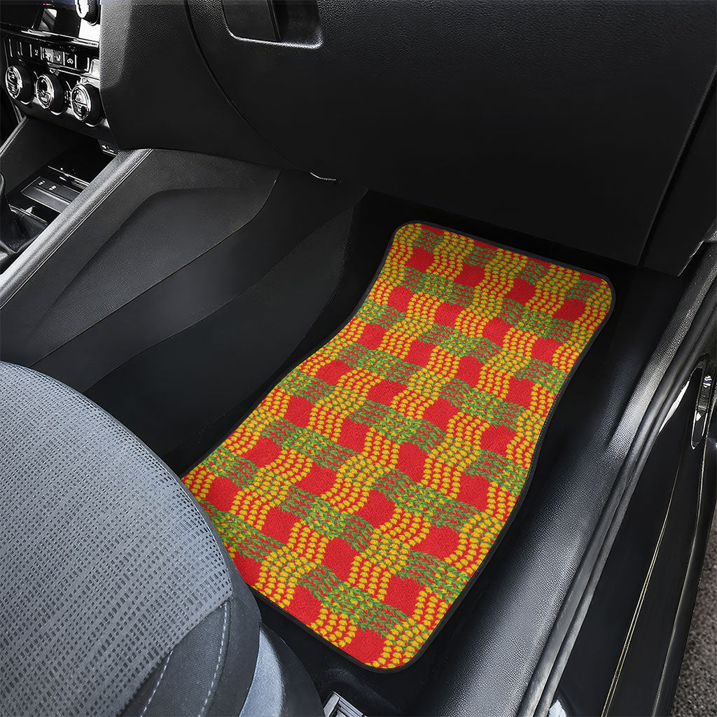 Aloha Hawaii Ilima Maile Lei Car Mats Palaka Inspired Hawaiian-plaid Red
