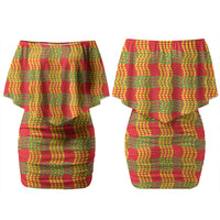 Aloha Hawaii Ilima Maile Lei Couples Matching Off Shoulder Short Dress and Hawaiian Shirt Palaka Inspired Hawaiian-plaid Red LT14 - Polynesian Pride