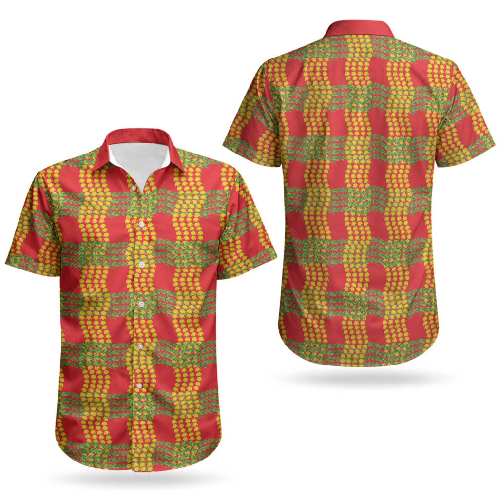 Aloha Hawaii Ilima Maile Lei Couples Matching Summer Maxi Dress and Hawaiian Shirt Palaka Inspired Hawaiian-plaid Red LT14 - Polynesian Pride