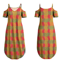 Aloha Hawaii Ilima Maile Lei Couples Matching Summer Maxi Dress and Long Sleeve Button Shirt Palaka Inspired Hawaiian-plaid Red LT14 - Polynesian Pride