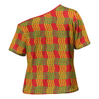 Aloha Hawaii Ilima Maile Lei Cross Shoulder Shirt Palaka Inspired Hawaiian-plaid Red LT14 - Polynesian Pride