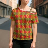 Aloha Hawaii Ilima Maile Lei Cross Shoulder Shirt Palaka Inspired Hawaiian-plaid Red LT14 - Polynesian Pride