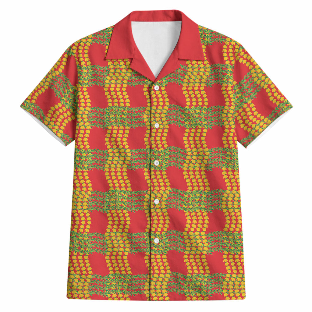 Aloha Hawaii Ilima Maile Lei Hawaiian Shirt Palaka Inspired Hawaiian-plaid Red LT14 Red - Polynesian Pride