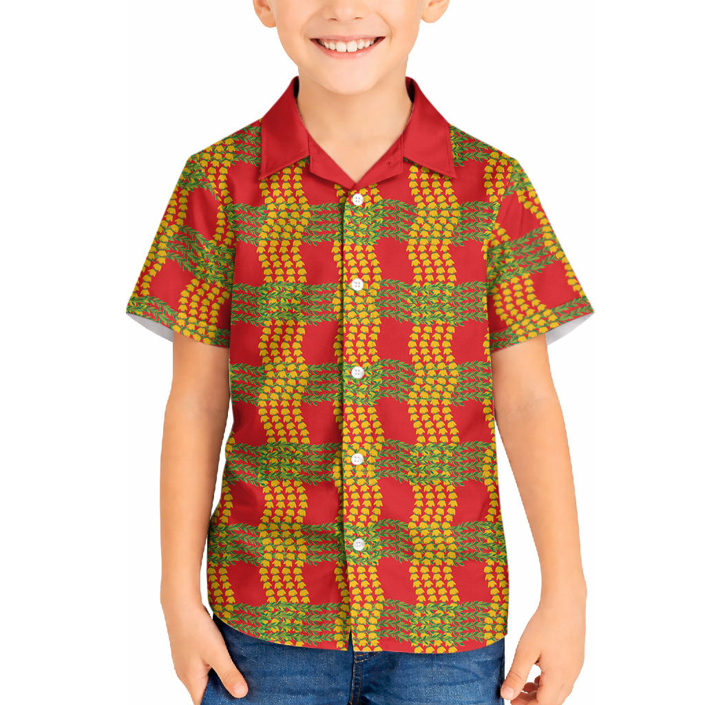 Aloha Hawaii Ilima Maile Lei Hawaiian Shirt Palaka Inspired Hawaiian-plaid Red