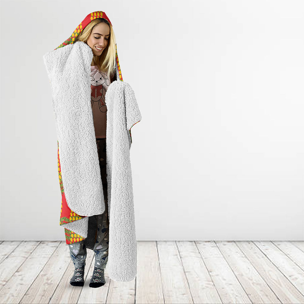Aloha Hawaii Ilima Maile Lei Hooded Blanket Palaka Inspired Hawaiian-plaid Red LT14 - Polynesian Pride