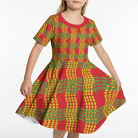 Aloha Hawaii Ilima Maile Lei Kid Short Sleeve Dress Palaka Inspired Hawaiian-plaid Red LT14 - Polynesian Pride