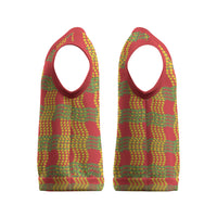 Aloha Hawaii Ilima Maile Lei Christmas Knitted V-Neck Vest Palaka Inspired Hawaiian-plaid Red LT14 - Polynesian Pride
