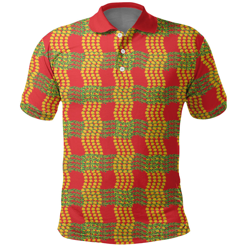 Aloha Hawaii Ilima Maile Lei Polo Shirt Palaka Inspired Hawaiian-plaid Red LT14 Red - Polynesian Pride