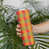 Aloha Hawaii Ilima Maile Lei Skinny Tumbler Palaka Inspired Hawaiian-plaid Red LT14 - Polynesian Pride
