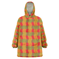 Aloha Hawaii Ilima Maile Lei Wearable Blanket Hoodie Palaka Inspired Hawaiian-plaid Red LT14 One Size Red - Polynesian Pride