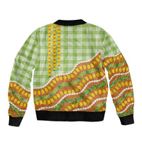 Hawaii Leis Palaka Motifs Bomber Jacket Pikake Pakalana Maile Ilima Kakau Style LT14 - Polynesian Pride