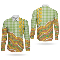 Hawaii Leis Palaka Motifs Couples Matching Long Sleeve Bodycon Dress and Long Sleeve Button Shirt Pikake Pakalana Maile Ilima Kakau Style LT14 - Polynesian Pride