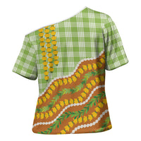 Hawaii Leis Palaka Motifs Cross Shoulder Shirt Pikake Pakalana Maile Ilima Kakau Style LT14 - Polynesian Pride