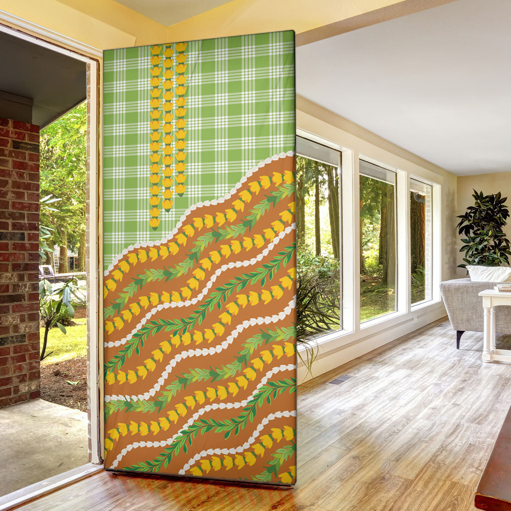 Hawaii Leis Palaka Motifs Door Cover Pikake Pakalana Maile Ilima Kakau Style LT14 - Polynesian Pride