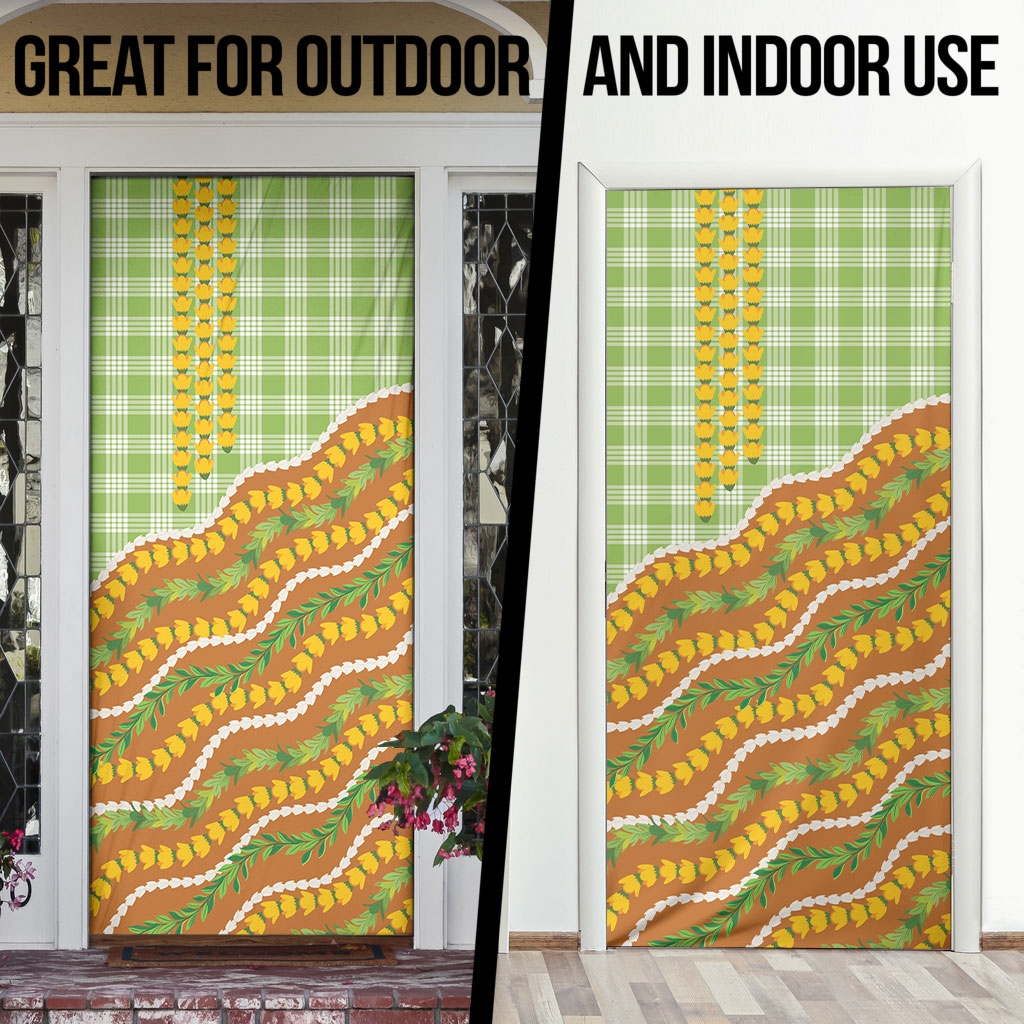 Hawaii Leis Palaka Motifs Door Cover Pikake Pakalana Maile Ilima Kakau Style LT14 - Polynesian Pride