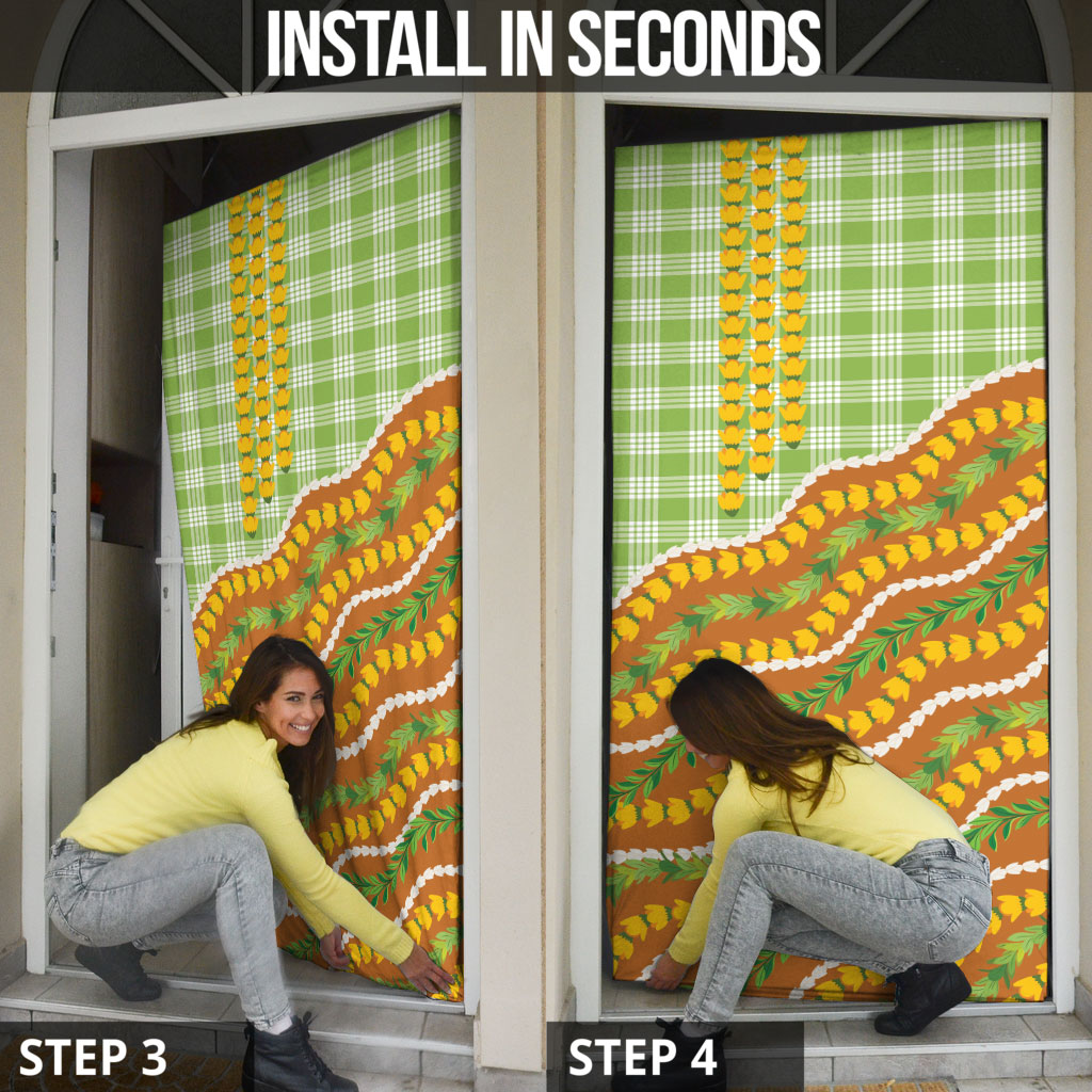 Hawaii Leis Palaka Motifs Door Cover Pikake Pakalana Maile Ilima Kakau Style LT14 - Polynesian Pride