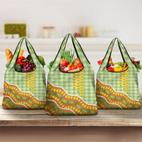 Hawaii Leis Palaka Motifs Grocery Bag Pikake Pakalana Maile Ilima Kakau Style LT14 3-pack One Size Multicolor - Polynesian Pride