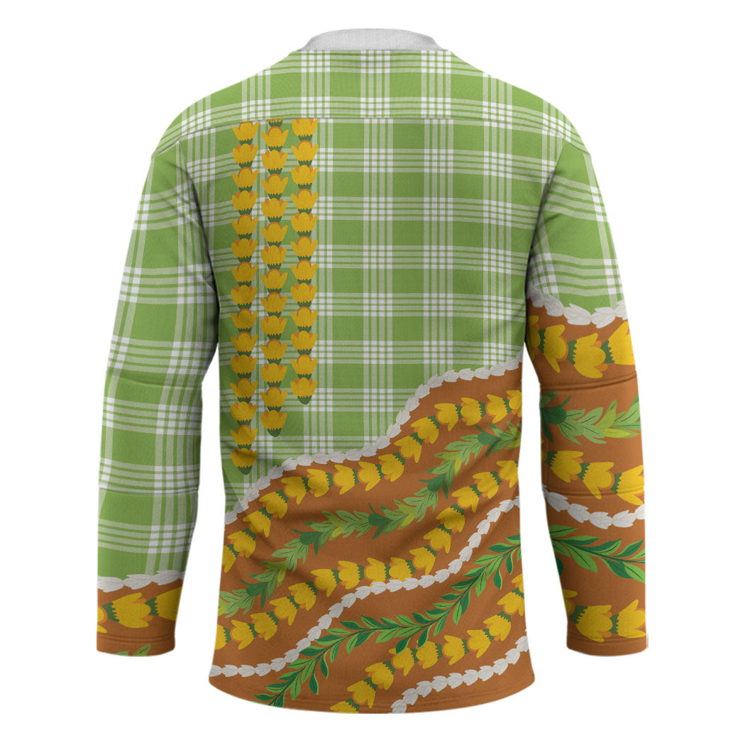 Hawaii Leis Palaka Motifs Hockey Jersey Pikake Pakalana Maile Ilima Kakau Style LT14 - Polynesian Pride