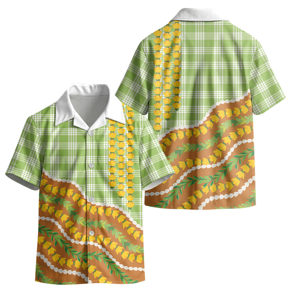 Hawaii Leis Palaka Motifs Kid Hawaiian Shirt Pikake Pakalana Maile Ilima Kakau Style LT14 - Polynesian Pride