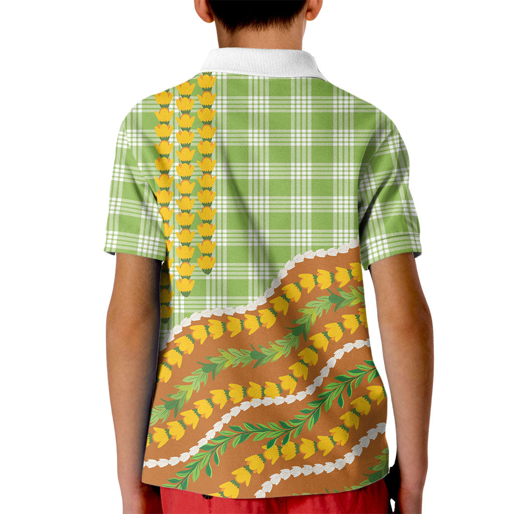Hawaii Leis Palaka Motifs Kid Polo Shirt Pikake Pakalana Maile Ilima Kakau Style LT14 - Polynesian Pride