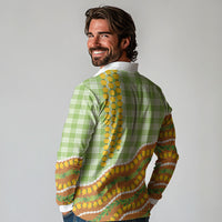 Hawaii Leis Palaka Motifs Long Sleeve Polo Shirt Pikake Pakalana Maile Ilima Kakau Style LT14 - Polynesian Pride