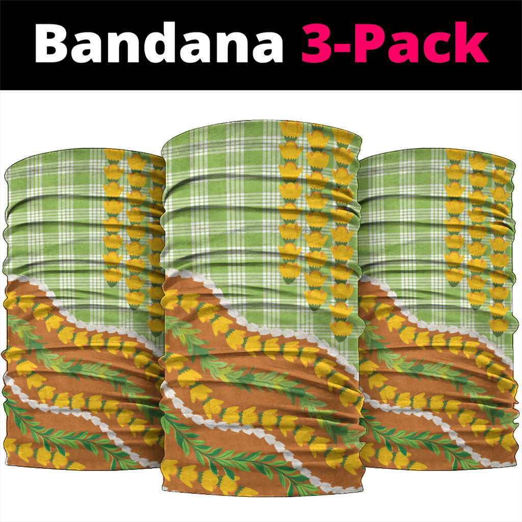 Hawaii Leis Palaka Motifs Neck Gaiter Pikake Pakalana Maile Ilima Kakau Style LT14 package One Size: 25*50cm Multicolor - Polynesian Pride