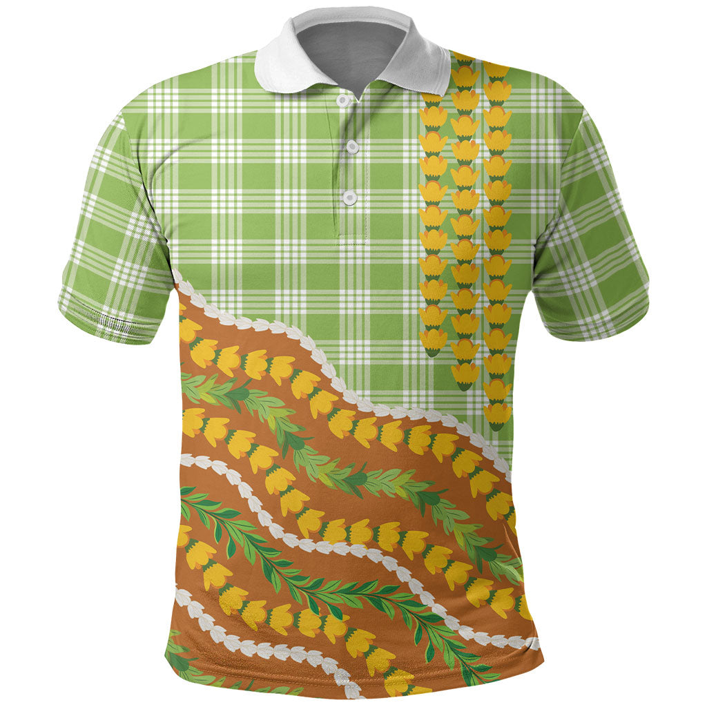 Hawaii Leis Palaka Motifs Polo Shirt Pikake Pakalana Maile Ilima Kakau Style LT14 Multicolor - Polynesian Pride