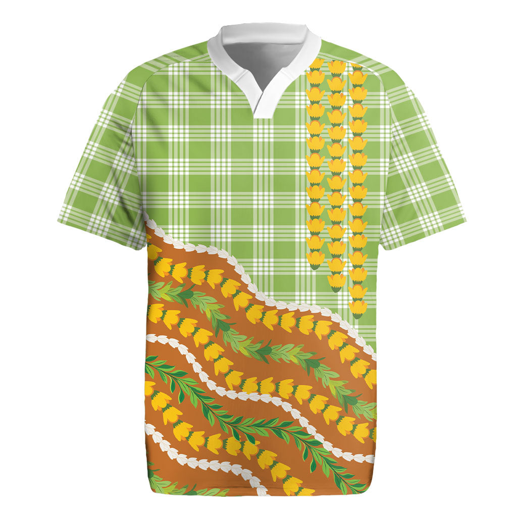 Hawaii Leis Palaka Motifs Rugby Jersey Pikake Pakalana Maile Ilima Kakau Style