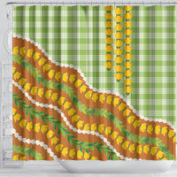 Hawaii Leis Palaka Motifs Shower Curtain Pikake Pakalana Maile Ilima Kakau Style LT14 - Polynesian Pride