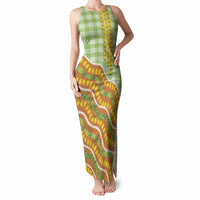 Hawaii Leis Palaka Motifs Tank Maxi Dress Pikake Pakalana Maile Ilima Kakau Style LT14 Women Multicolor - Polynesian Pride