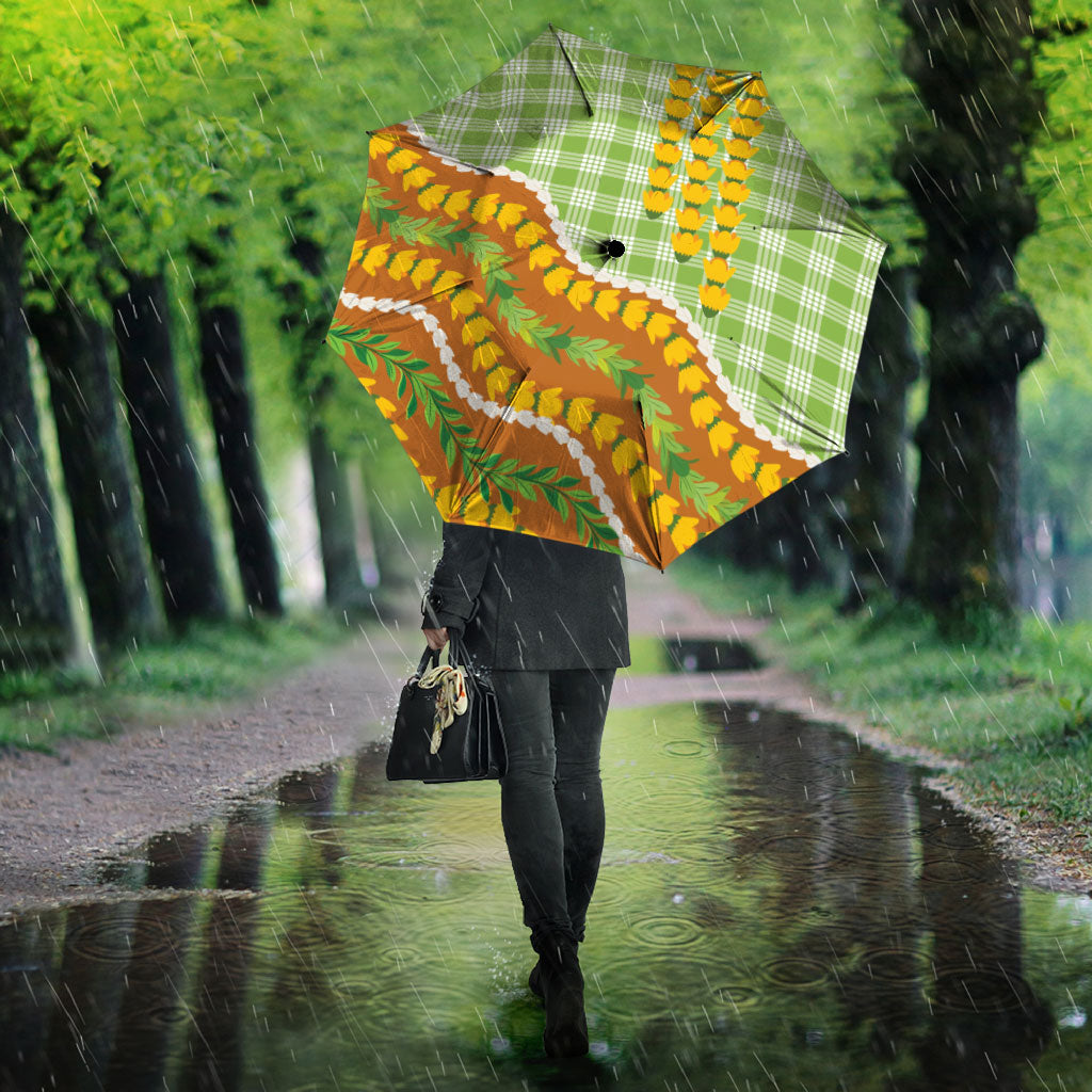 Hawaii Leis Palaka Motifs Umbrella Pikake Pakalana Maile Ilima Kakau Style