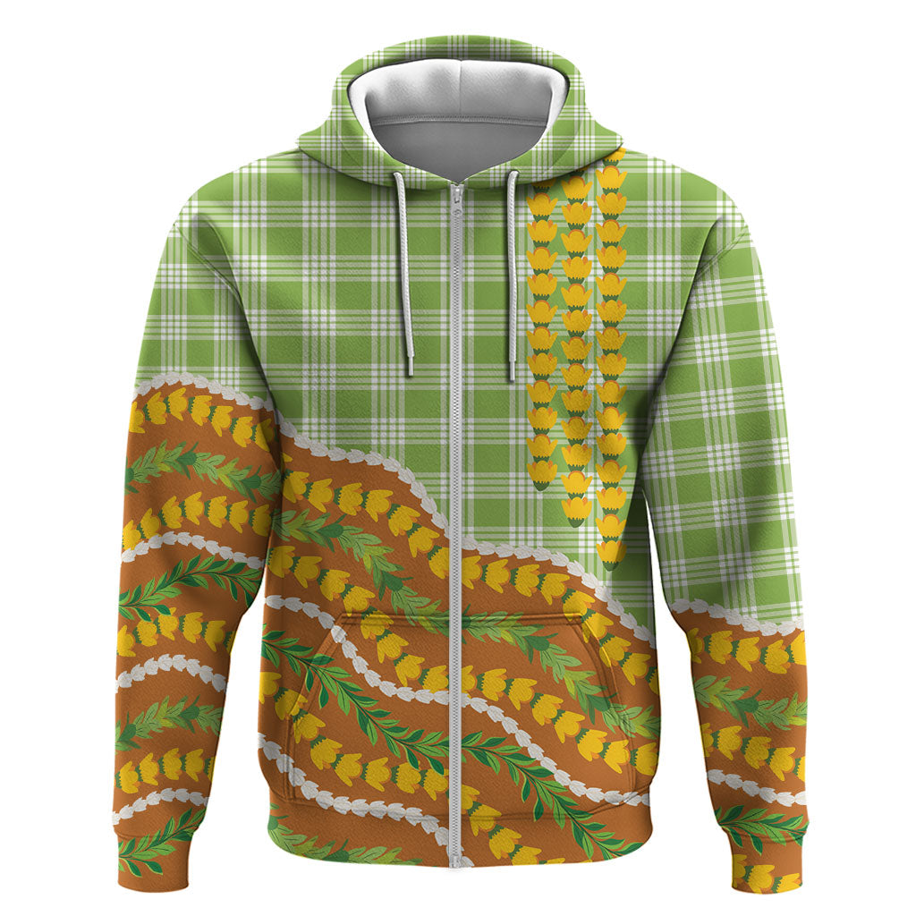 Hawaii Leis Palaka Motifs Zip Hoodie Pikake Pakalana Maile Ilima Kakau Style LT14 Zip Hoodie Multicolor - Polynesian Pride