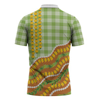 Hawaii Leis Palaka Motifs Zipper Polo Shirt Pikake Pakalana Maile Ilima Kakau Style LT14 - Polynesian Pride