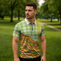 Hawaii Leis Palaka Motifs Zipper Polo Shirt Pikake Pakalana Maile Ilima Kakau Style LT14 - Polynesian Pride