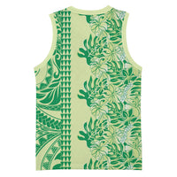 Lime Green Hibiscus Monstera Seamless Kakau Hawaii Basketball Jersey LT14 - Polynesian Pride