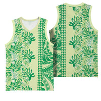 Lime Green Hibiscus Monstera Seamless Kakau Hawaii Basketball Jersey LT14 - Polynesian Pride