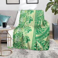 Lime Green Hibiscus Monstera Seamless Kakau Hawaii Blanket LT14 - Polynesian Pride