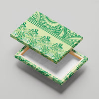 Lime Green Hibiscus Monstera Seamless Kakau Hawaii Canvas Wall Art LT14 - Polynesian Pride