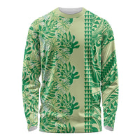 Lime Green Hibiscus Monstera Seamless Kakau Hawaii Long Sleeve Shirt LT14 Unisex Lime Green - Polynesian Pride