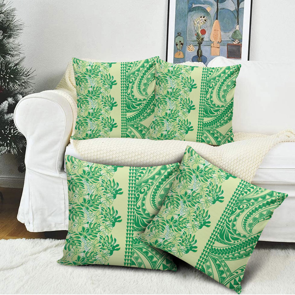 Lime Green Hibiscus Monstera Seamless Kakau Hawaii Pillow Cover LT14 - Polynesian Pride