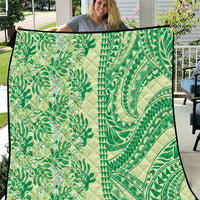 Lime Green Hibiscus Monstera Seamless Kakau Hawaii Quilt LT14 Lime Green - Polynesian Pride