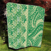Lime Green Hibiscus Monstera Seamless Kakau Hawaii Quilt LT14 - Polynesian Pride