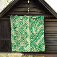 Lime Green Hibiscus Monstera Seamless Kakau Hawaii Quilt LT14 - Polynesian Pride