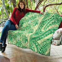 Lime Green Hibiscus Monstera Seamless Kakau Hawaii Quilt LT14 - Polynesian Pride